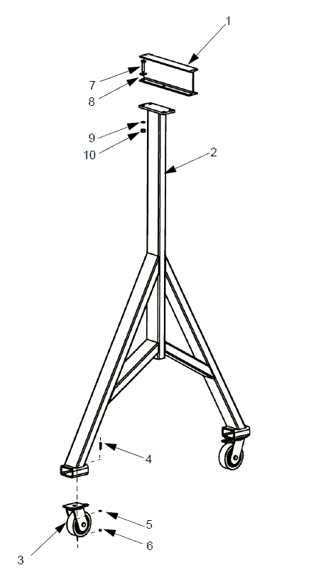 Thrifty Aluminum 1/2-Ton Fixed Height Portable Gantry Crane (FA19-15AC) | Parts Location Diagram | Wallace Cranes