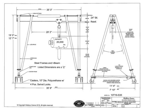 Gantry Crane Dimensional Drawings (Plans)
